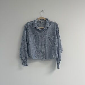 Old Navy Blue and White Casual Button Down Shirt